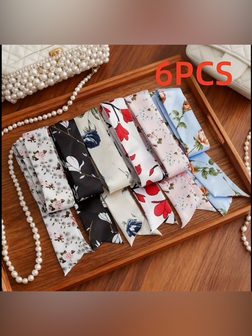 Floral Twilly Scarf Set 6pc NWT Hair Tie Bag Wrap Cottagecore Chic Twillies